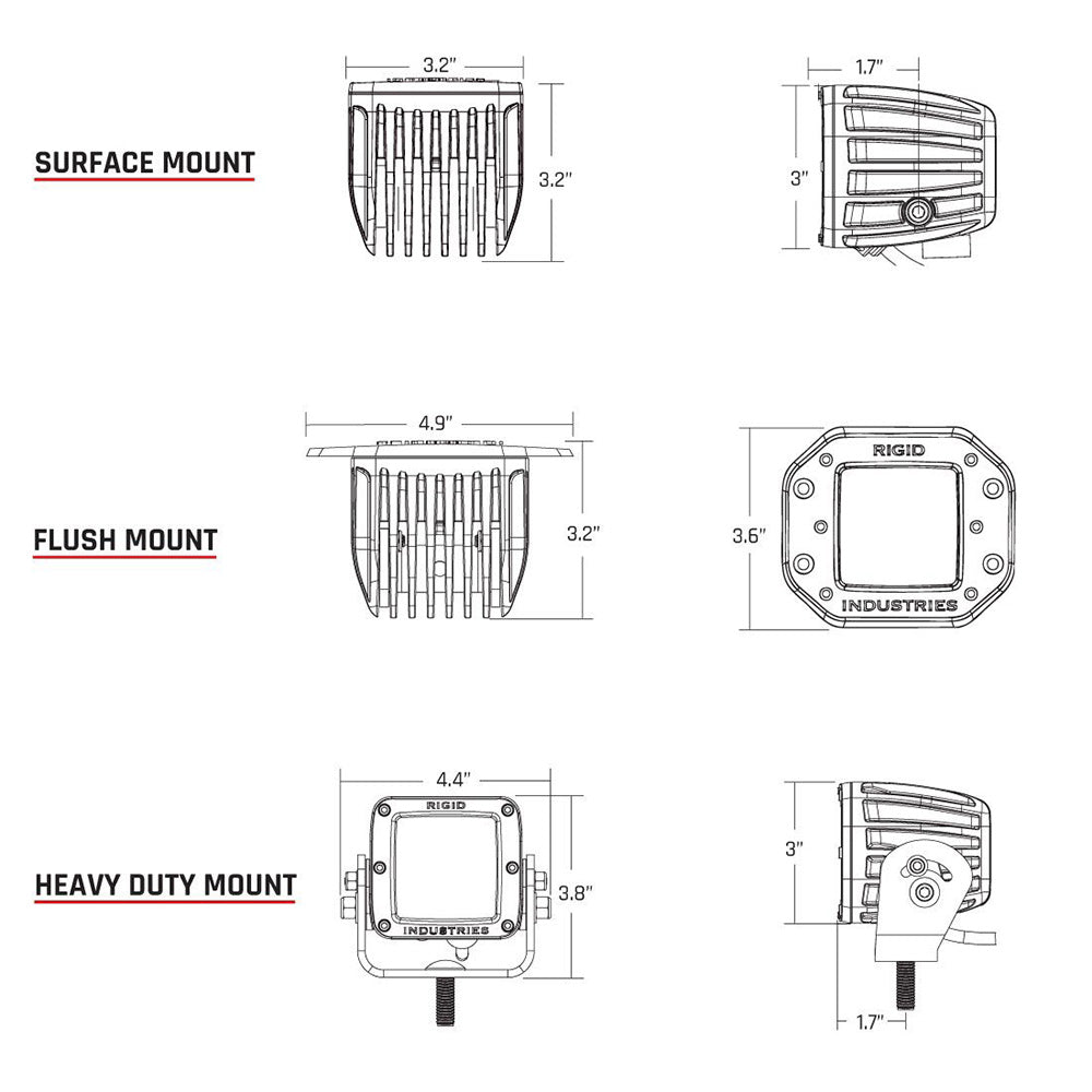 RIGID Industries DSeries Surface Mount Hyperspot  Pair 504713