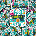 DC 903 Float drink tan repeat Die cut sticker