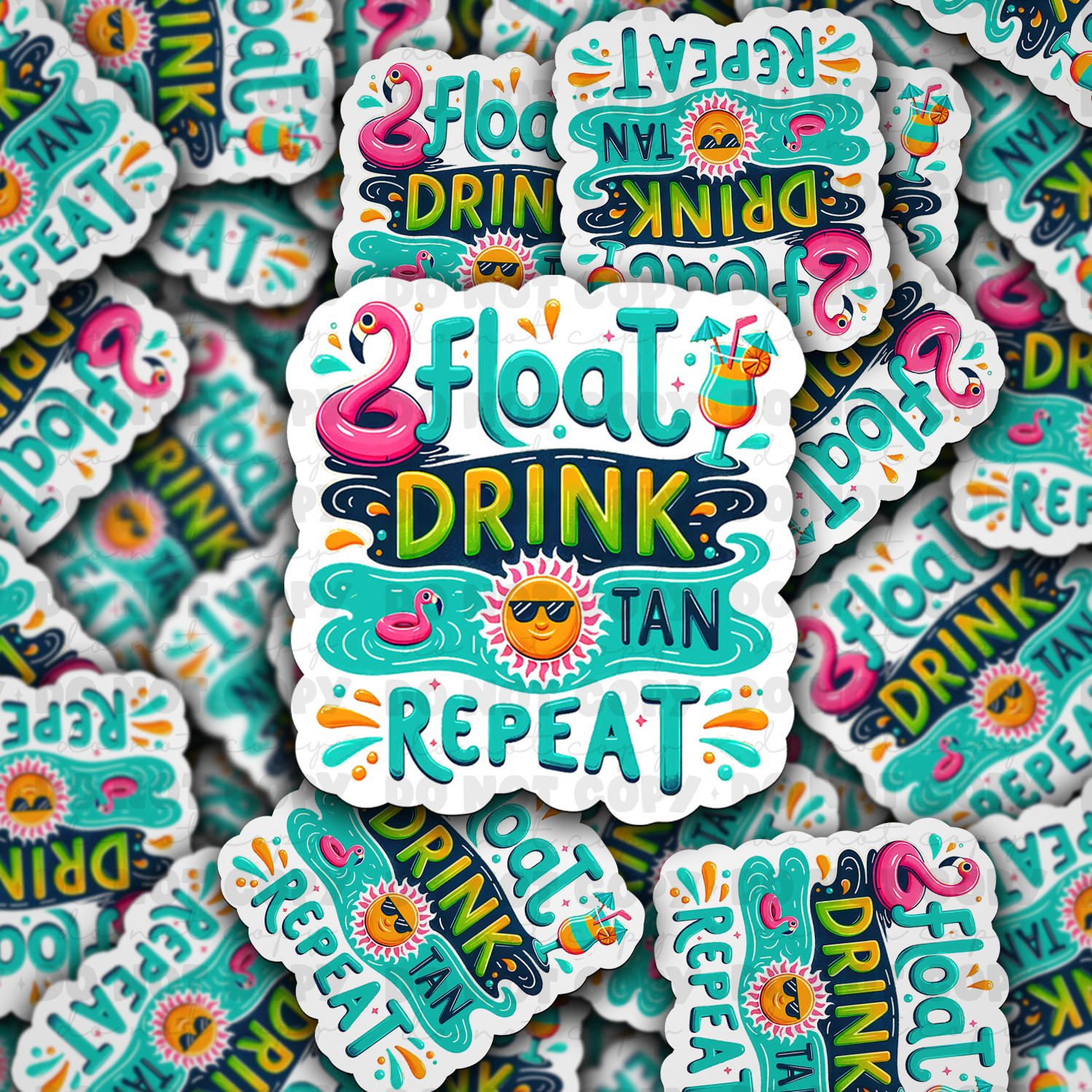 DC 903 Float drink tan repeat Die cut sticker