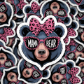 DS 2936 - Mama Bear with bow Die Cut sticker