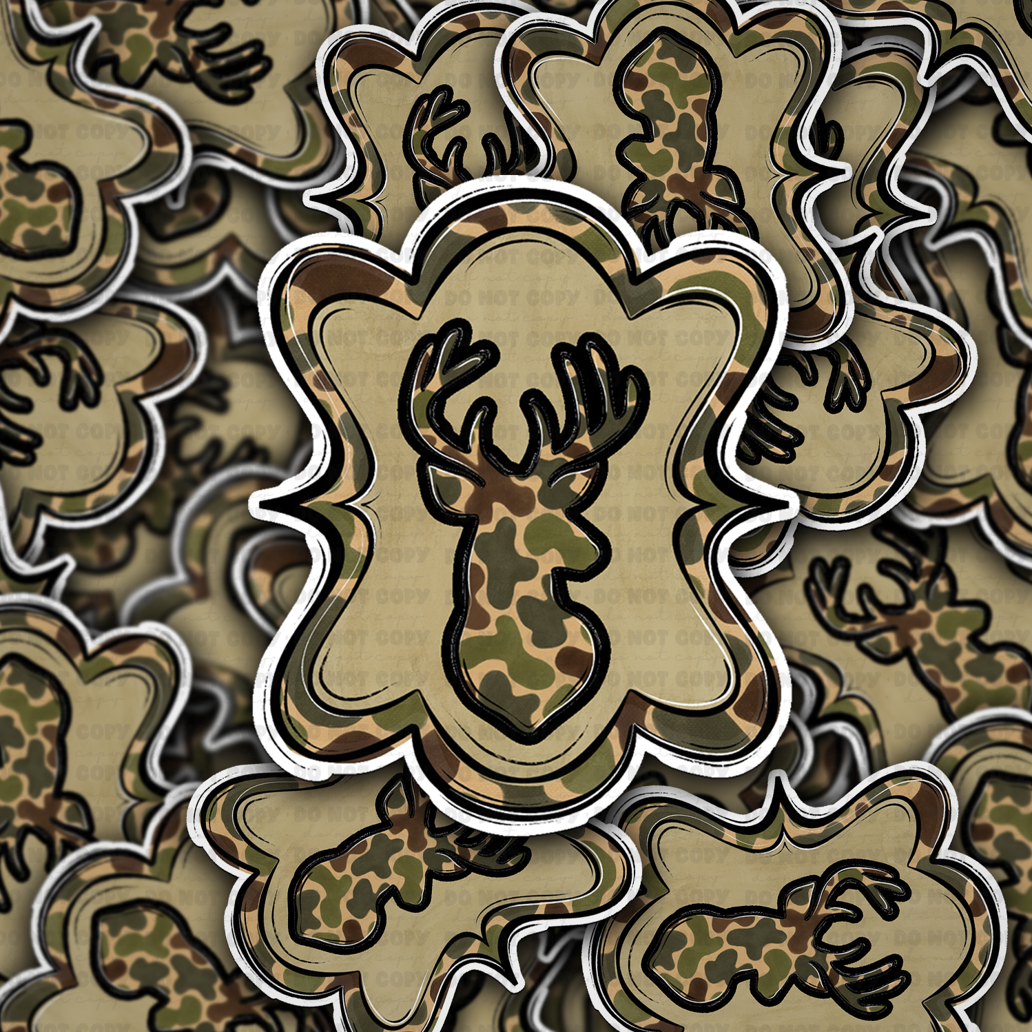 DS - 2516 Deer Camo Die Cut Sticker