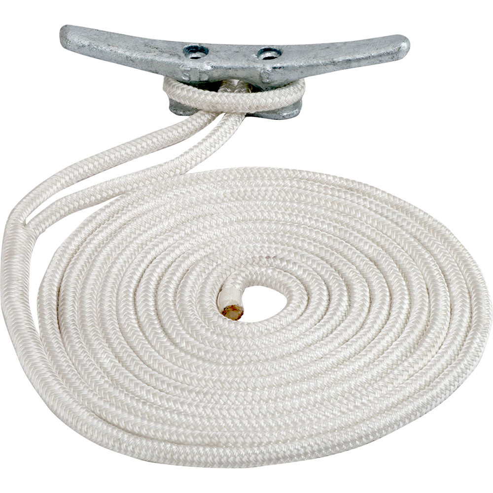 SeaDog Double Braided Nylon Dock Line  12 x 20  White 302112020WH1