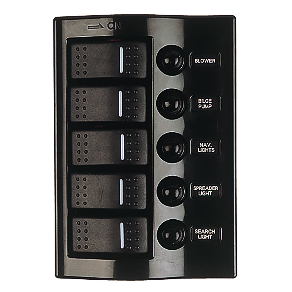 SeaDog Nylon Circuit Breaker Panel  5 Circuit  Wave Style 4258001