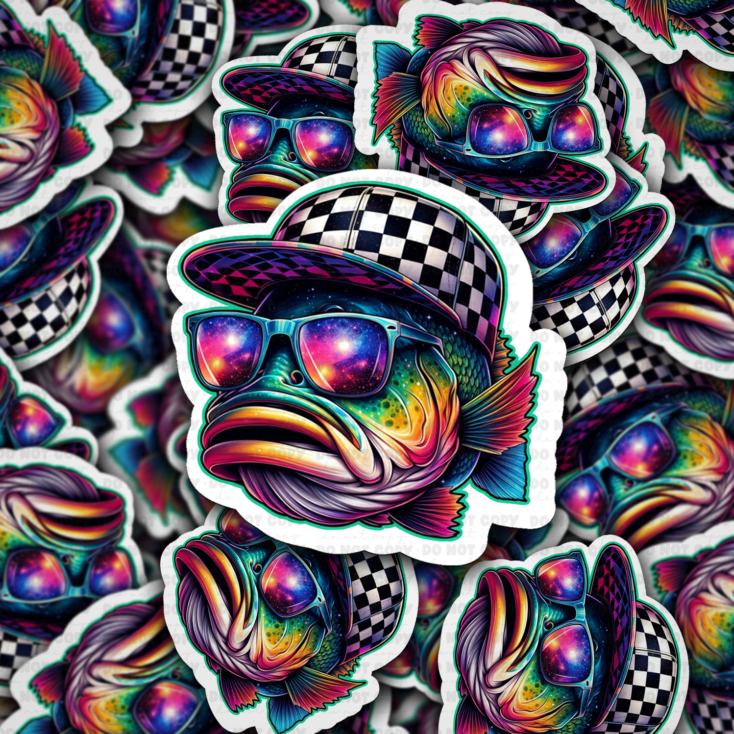 DS 2354 - Fish with hat Die Cut Sticker