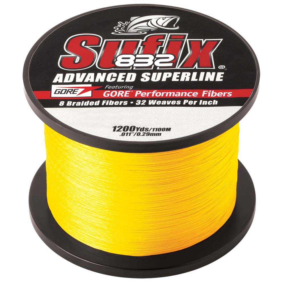 Sufix 832 Advanced Superline Braid  15lb  HiVis Yellow  1200 yds 660315Y