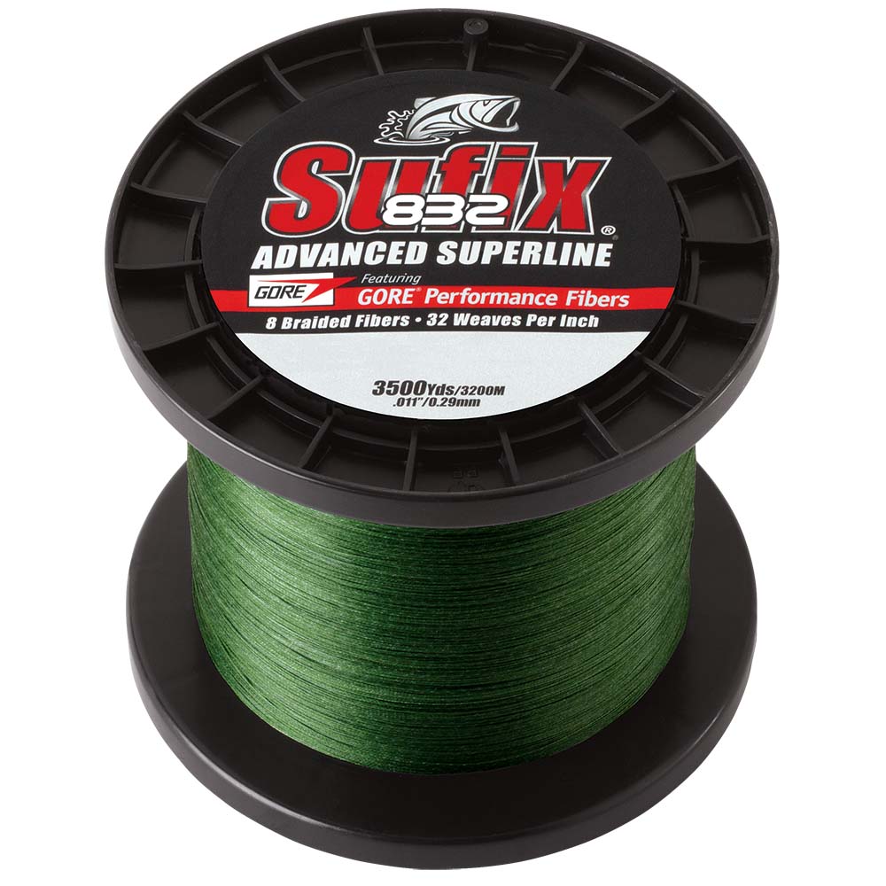 Sufix 832 Advanced Superline Braid  15lb  LowVis Green  3500 yds 660415G