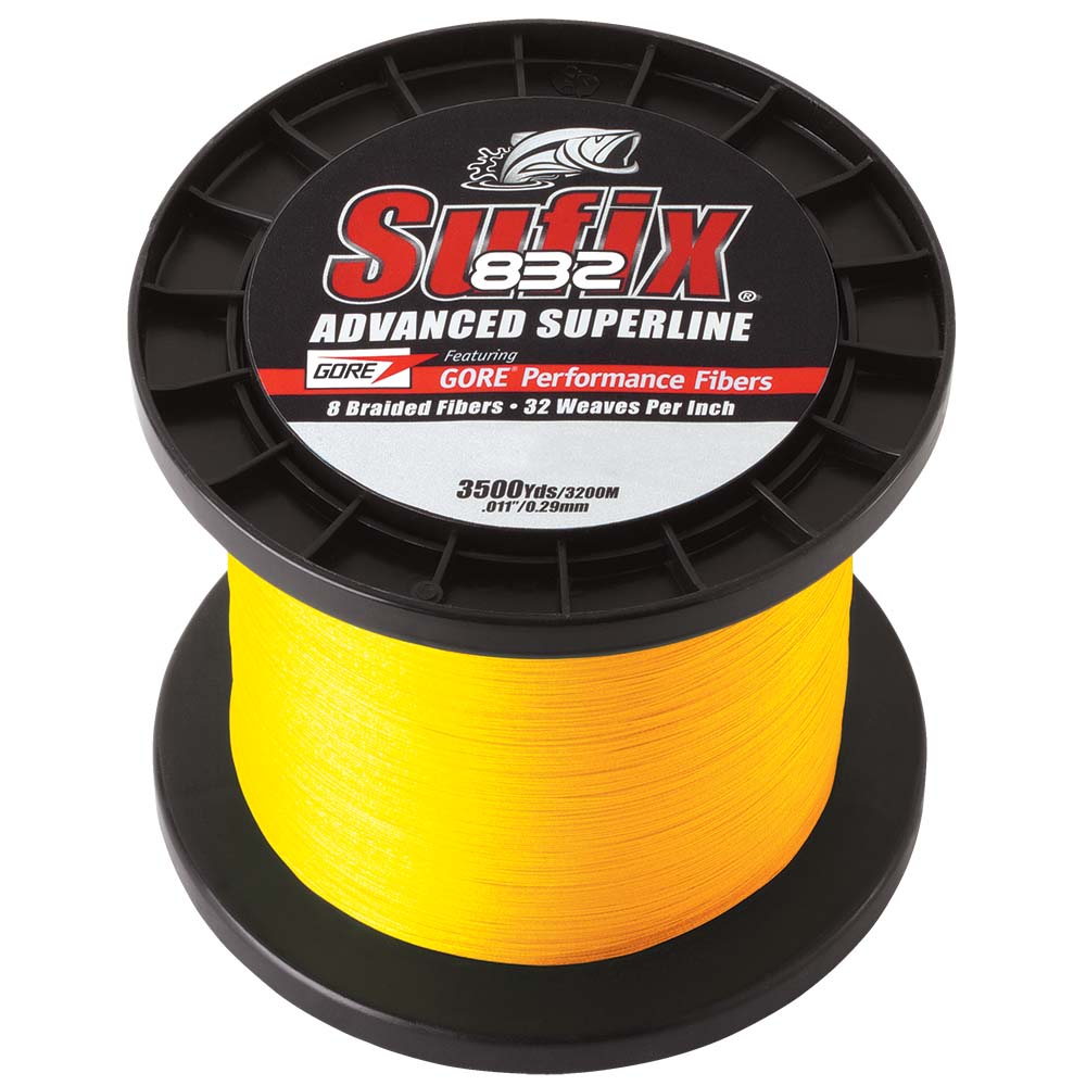 Sufix 832 Advanced Superline Braid  15lb  HiVis Yellow  3500 yds 660415Y