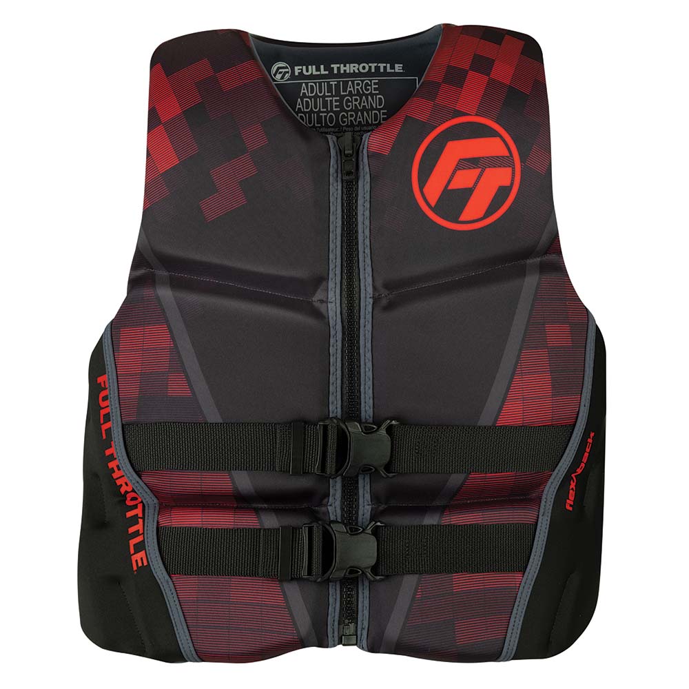 Full Throttle Mens RapidDry FlexBack Life Jacket  L  BlackRed 14250010004022