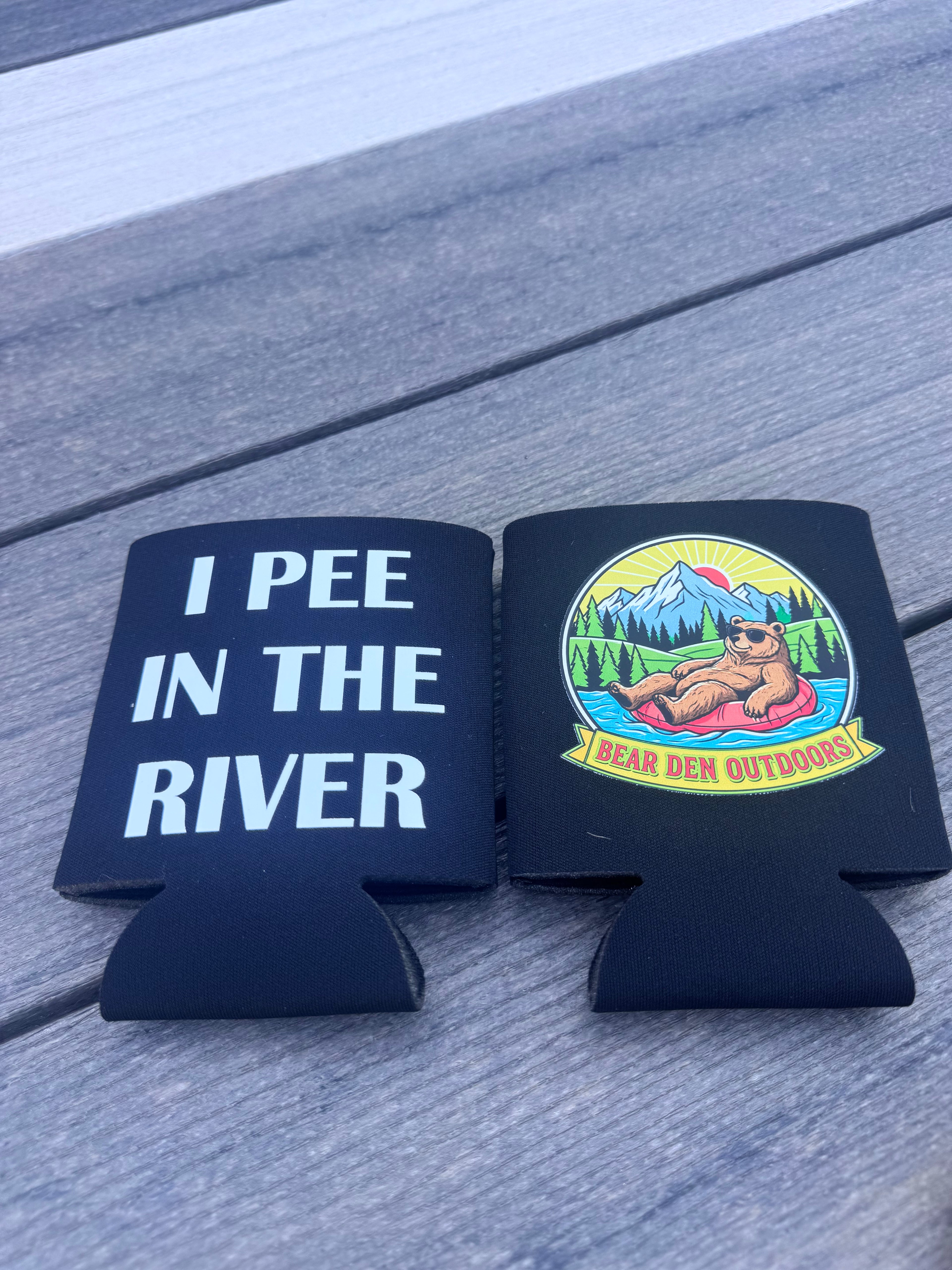 Beer Koozie Bear Floating River