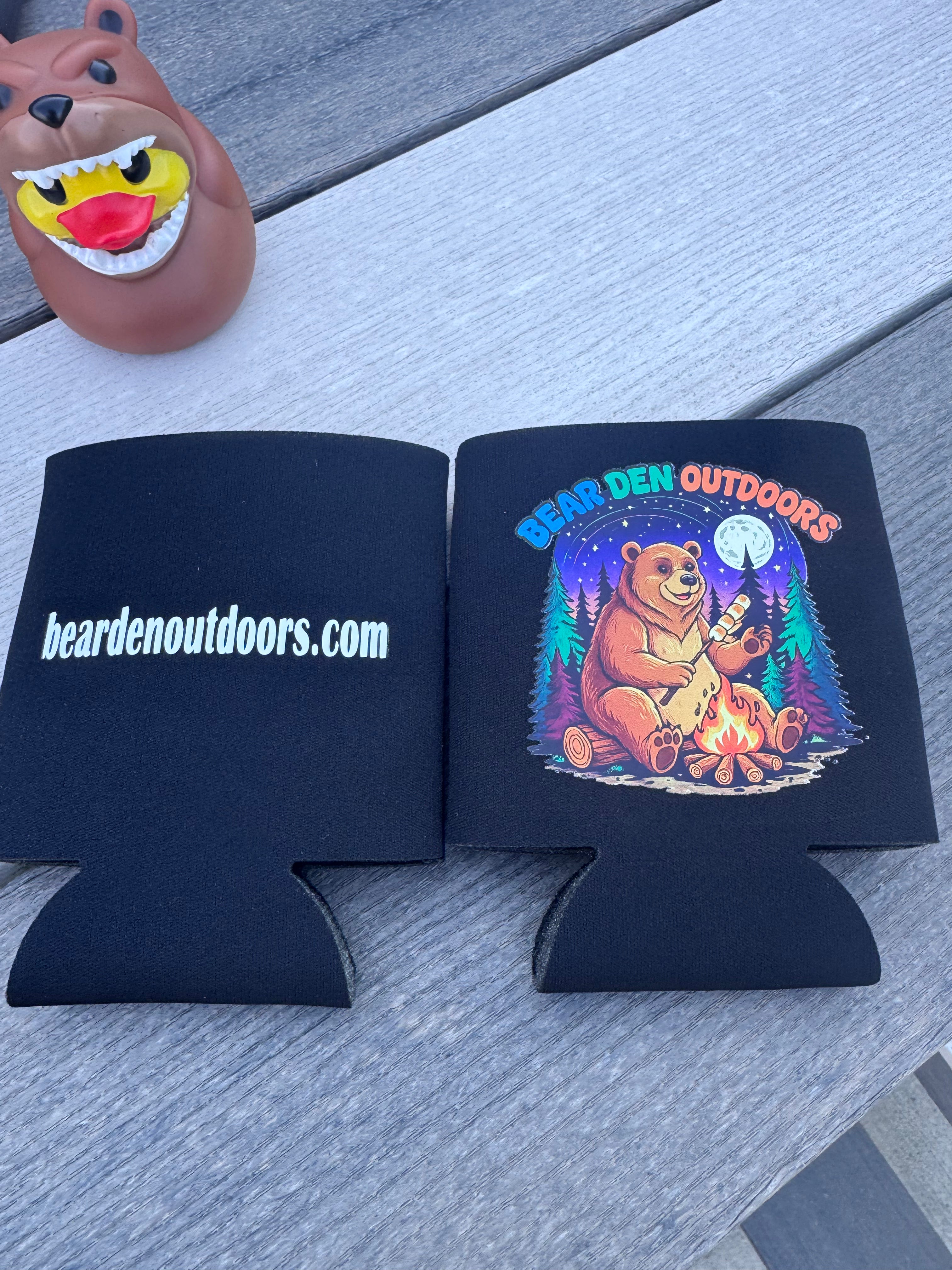 Beer Koozie Camping Bear